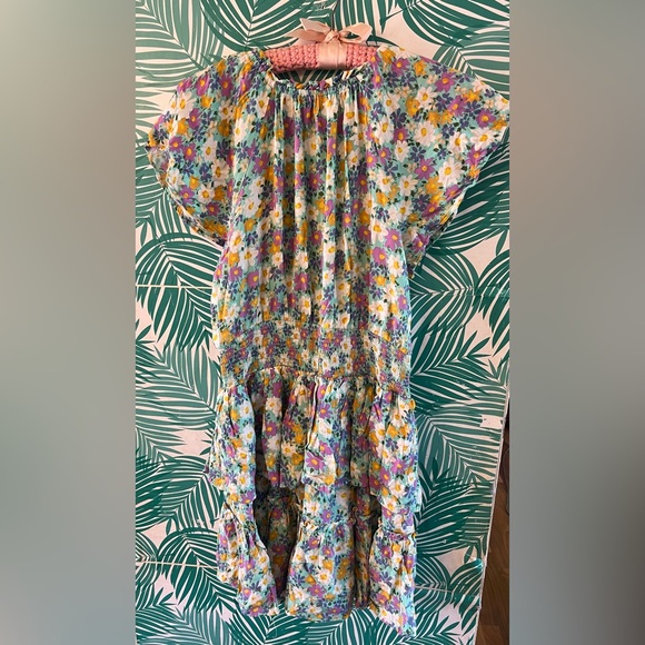 Patrons of Peace Floral Short sleeve drop waist tie neck tiered dress sz S - Picture 6 of 6